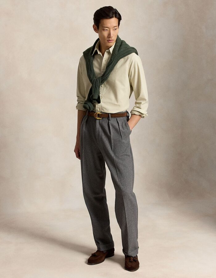 Custom fit garment-dyed oxford hemd beige