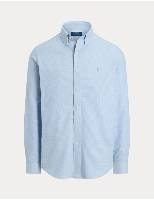 Custom fit performance twill hemd blauw/wit