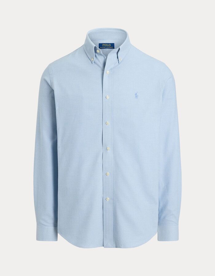 Custom fit performance twill hemd blauw/wit