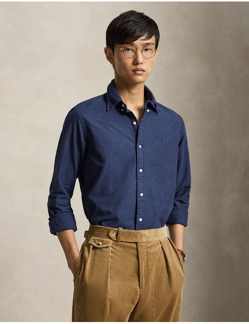 Custom fit oxford hemd gemêleerd grijs