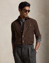 Custom fit corduroy hemd met fijne ribstructuur bruin