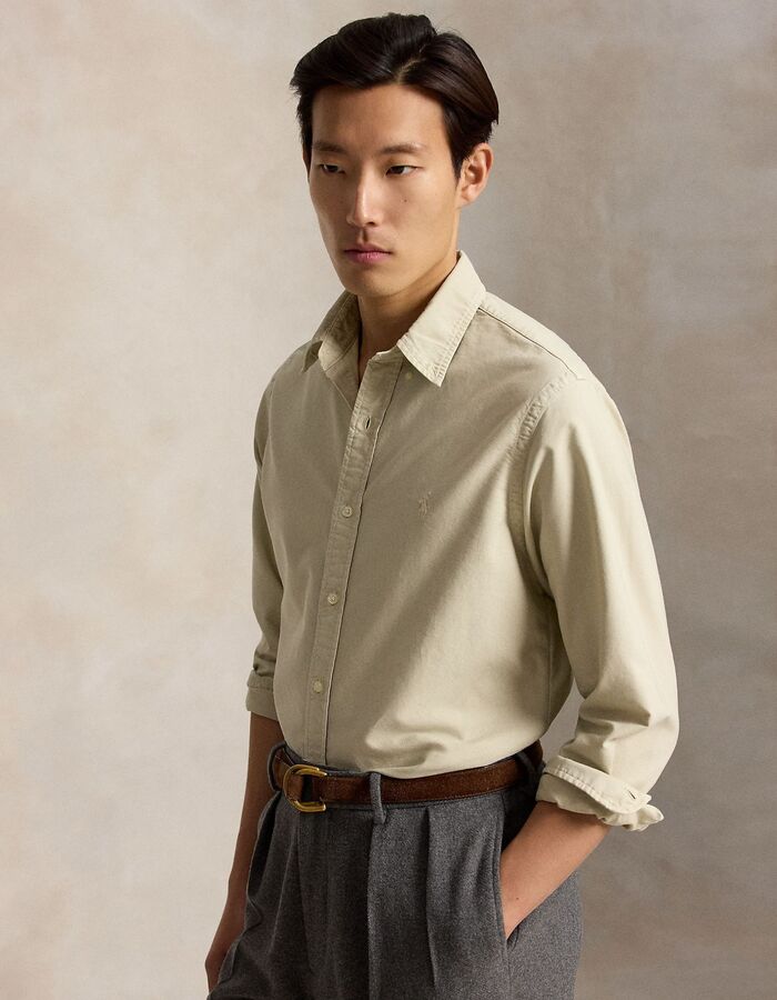 Custom fit garment-dyed oxford hemd beige
