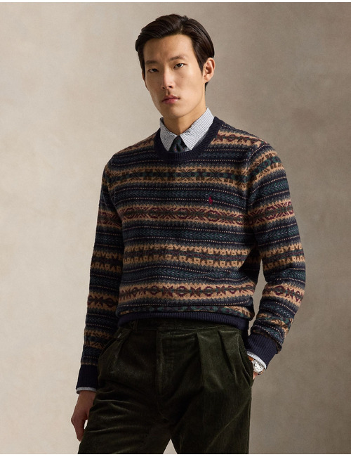Fair isle wollen trui met jacquardmotief navy