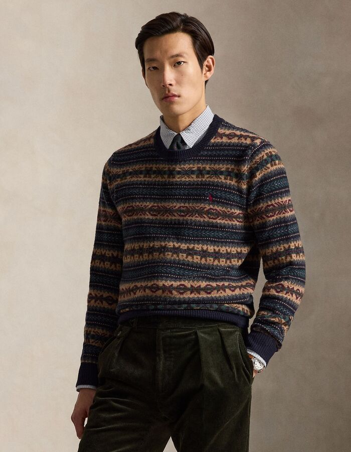 Fair isle wollen trui met jacquardmotief navy