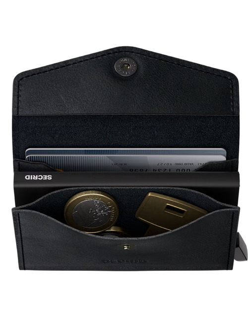 Envelope Wallet Vintage leren portefeuille zwart