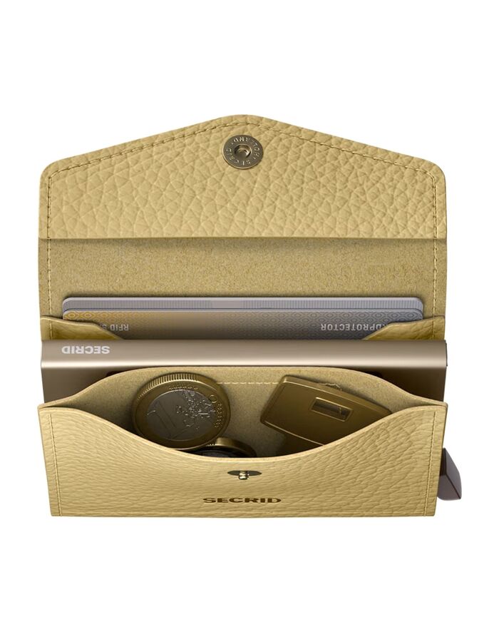 Envelope Wallet Pebble leren portefeuille geel
