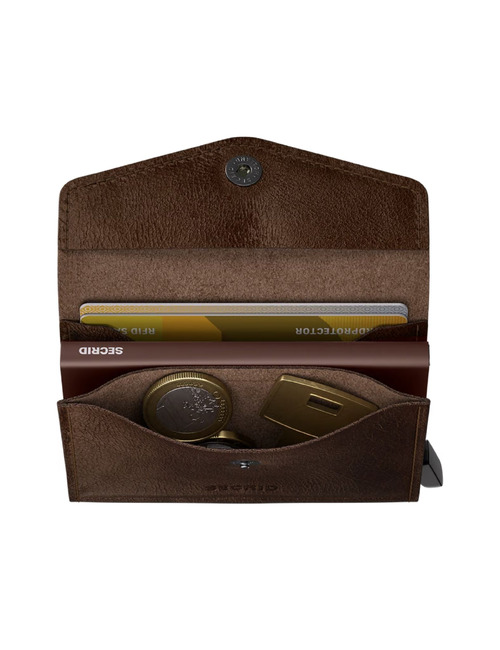 Envelope Wallet Vintage leren portefeuille chocolate