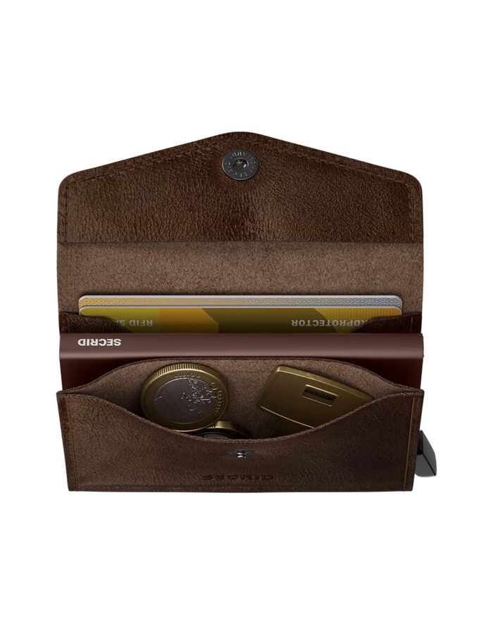 Envelope Wallet Vintage leren portefeuille chocolate