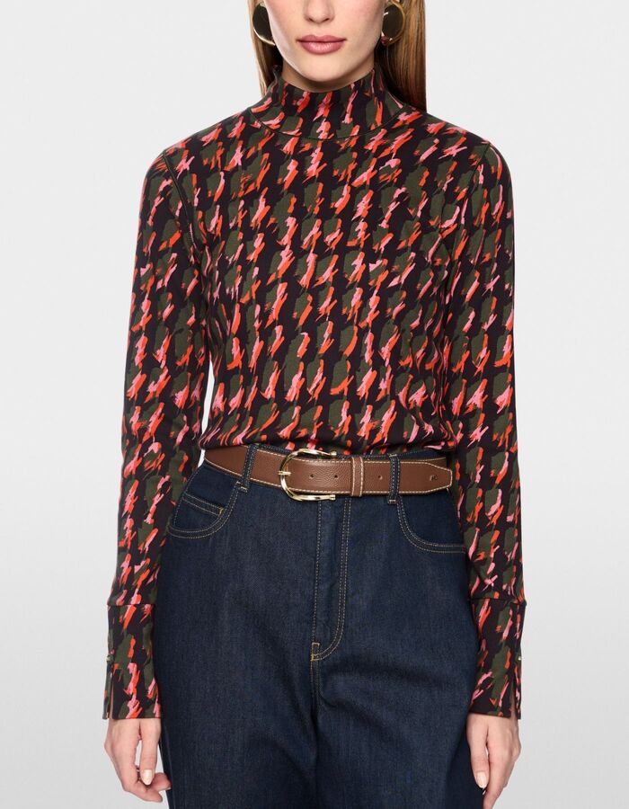 Shirt met abstract pied-de-poule-patroon tigerlily