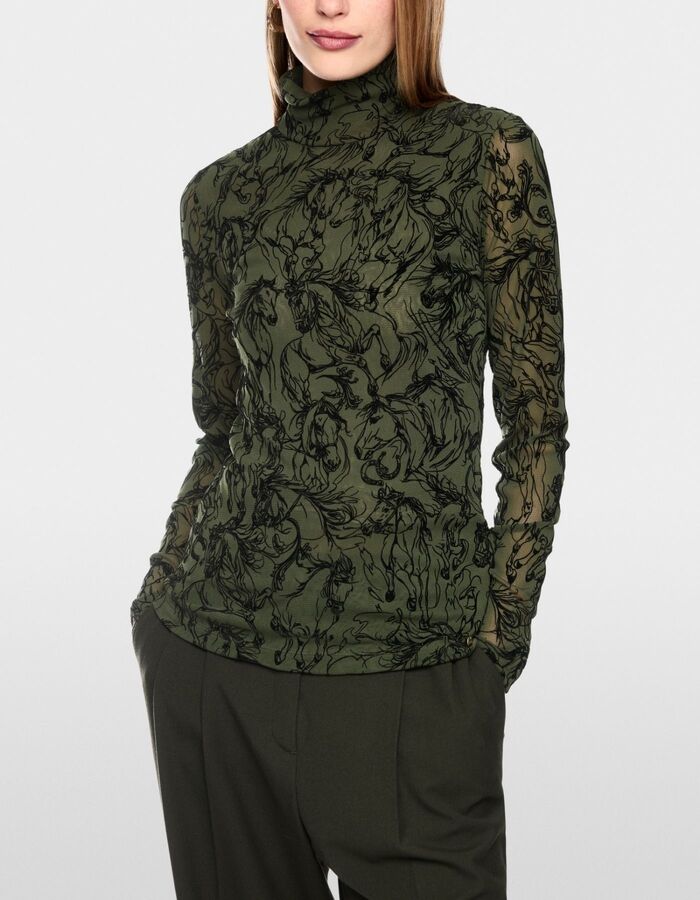 Shirt met fluweelachtige flockprint forest night new