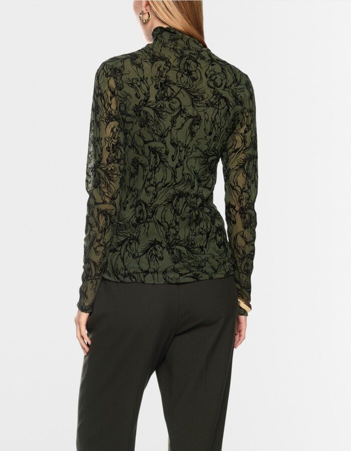 Shirt met fluweelachtige flockprint forest night new