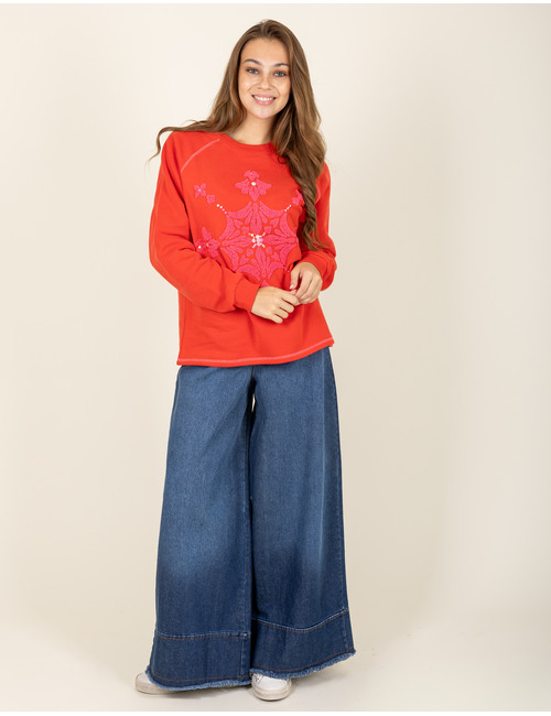Grace lange mouw sweater rood