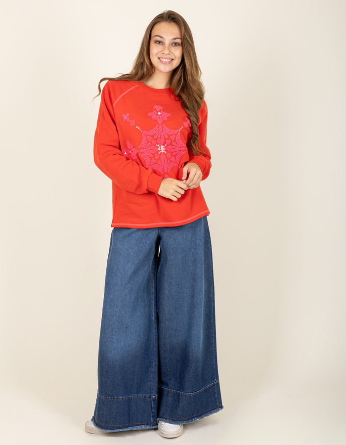 Grace lange mouw sweater rood