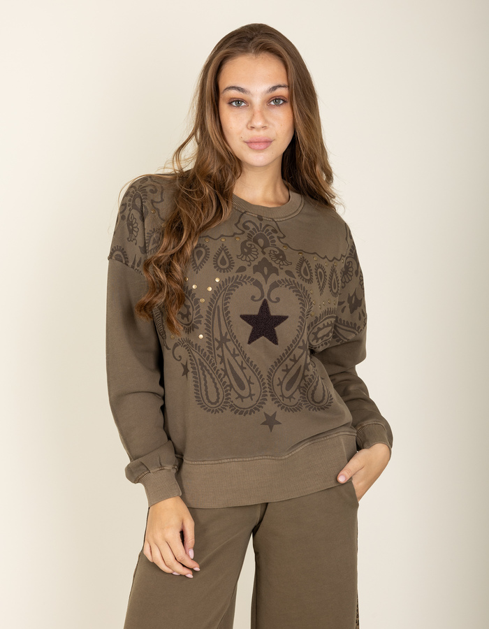 Grace lange mouw sweater kaki