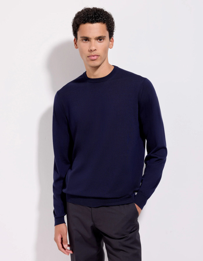 Trui in Royal Merino wol indigoblauw
