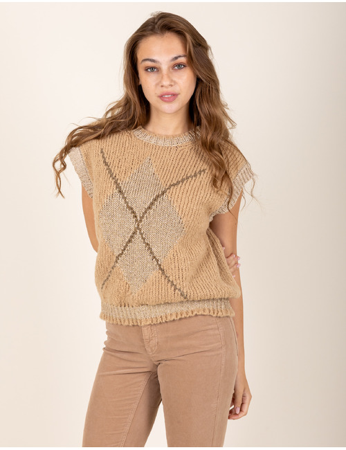 Grace korte mouw pull beige