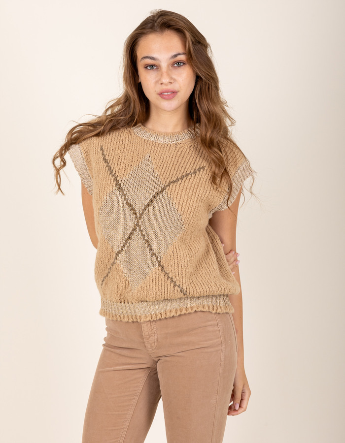 Grace korte mouw pull beige