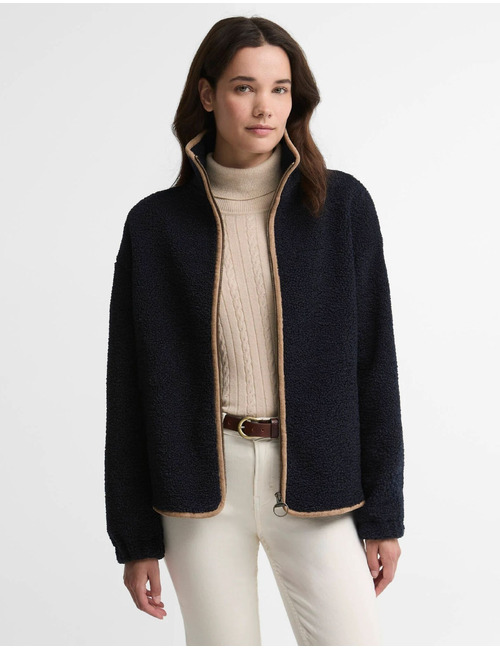 Homeswood - fleece met contrastafwerking donkerblauw
