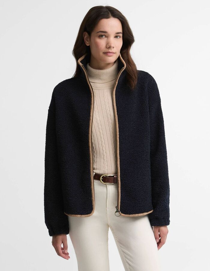 Homeswood - fleece met contrastafwerking donkerblauw