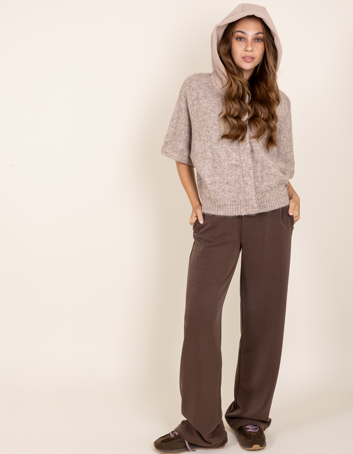 Moscow sweater met kap taupe