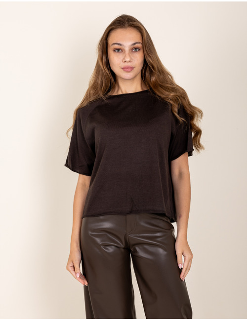 Drykorn korte mouw pull bruin