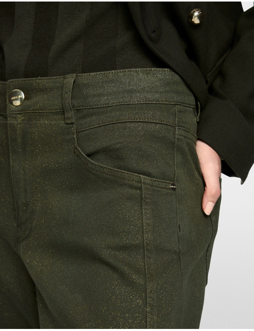 RUMA - jeans met glinsterende coating donkergroen