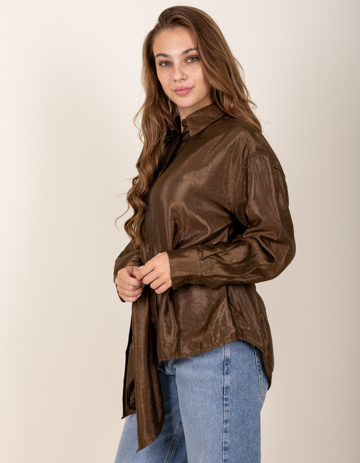 VietnamW6 - blouse met sjaal in taupe