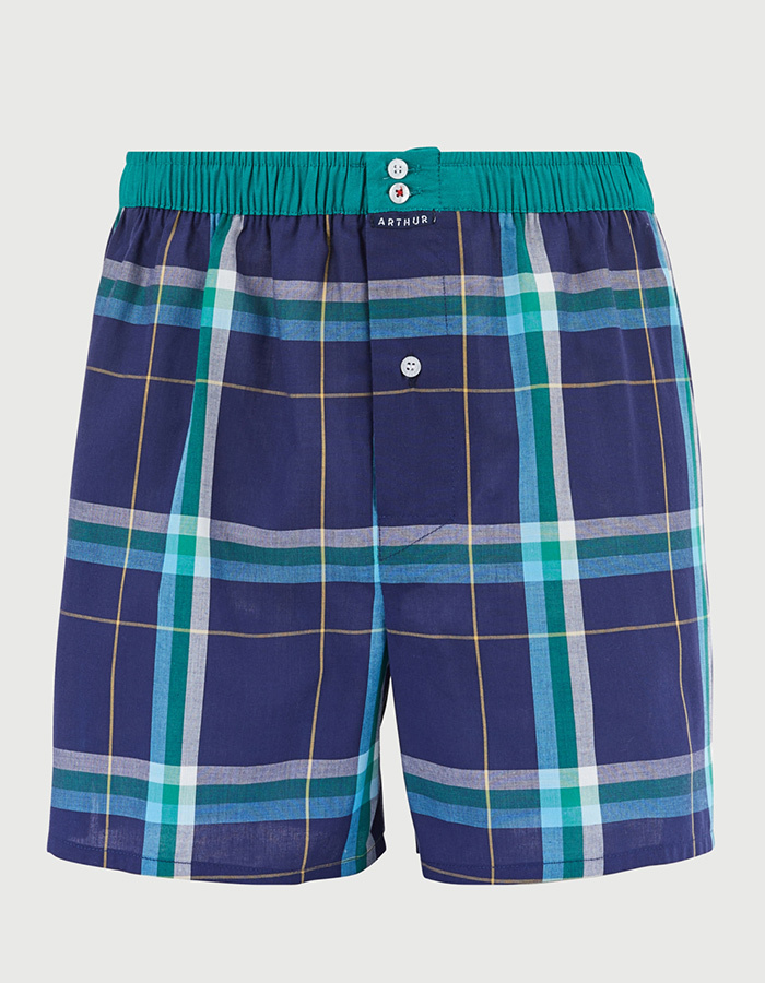 Boxershort met ruitpatroon donkerblauw
