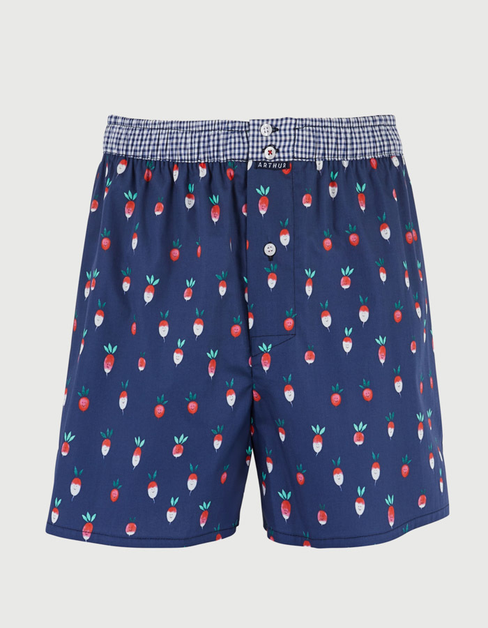 Boxershort met radijsprint donkerblauw