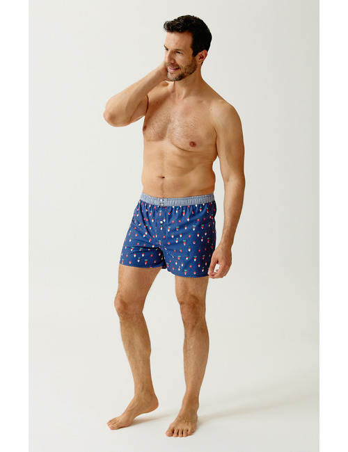 Boxershort met radijsprint donkerblauw