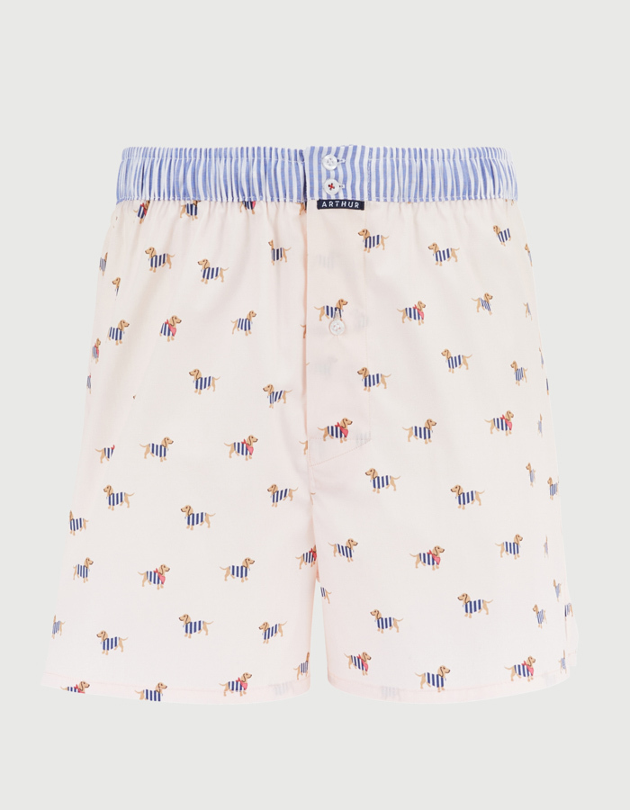 Boxershort met teckelprint lichtroze