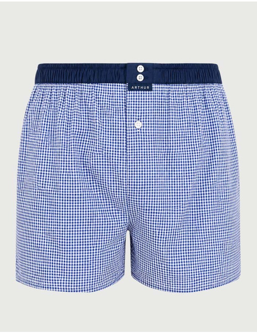 Boxershort met fijn ruitpatroon blauw