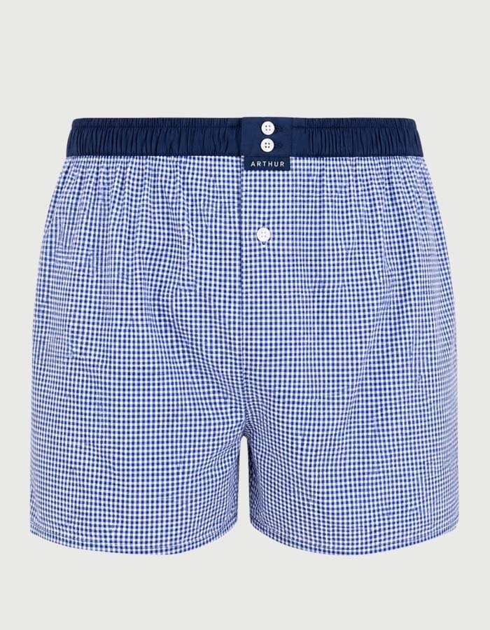 Boxershort met fijn ruitpatroon blauw