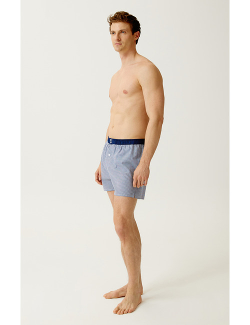 Boxershort met fijn ruitpatroon blauw