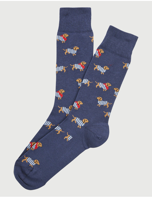 Sokken met teckelprint donkerblauw