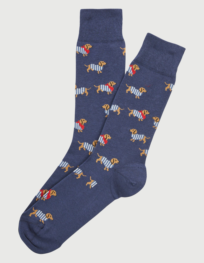 Sokken met teckelprint donkerblauw