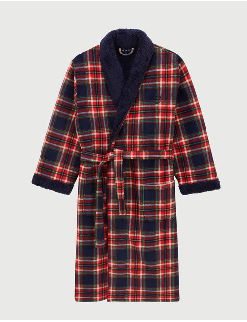 Badjas met tartan ruitpatroon rood