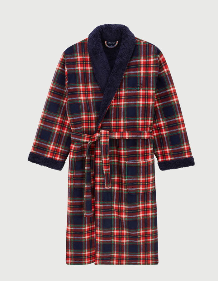 Badjas met tartan ruitpatroon rood