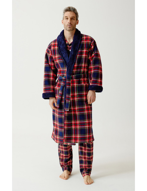 Badjas met tartan ruitpatroon rood