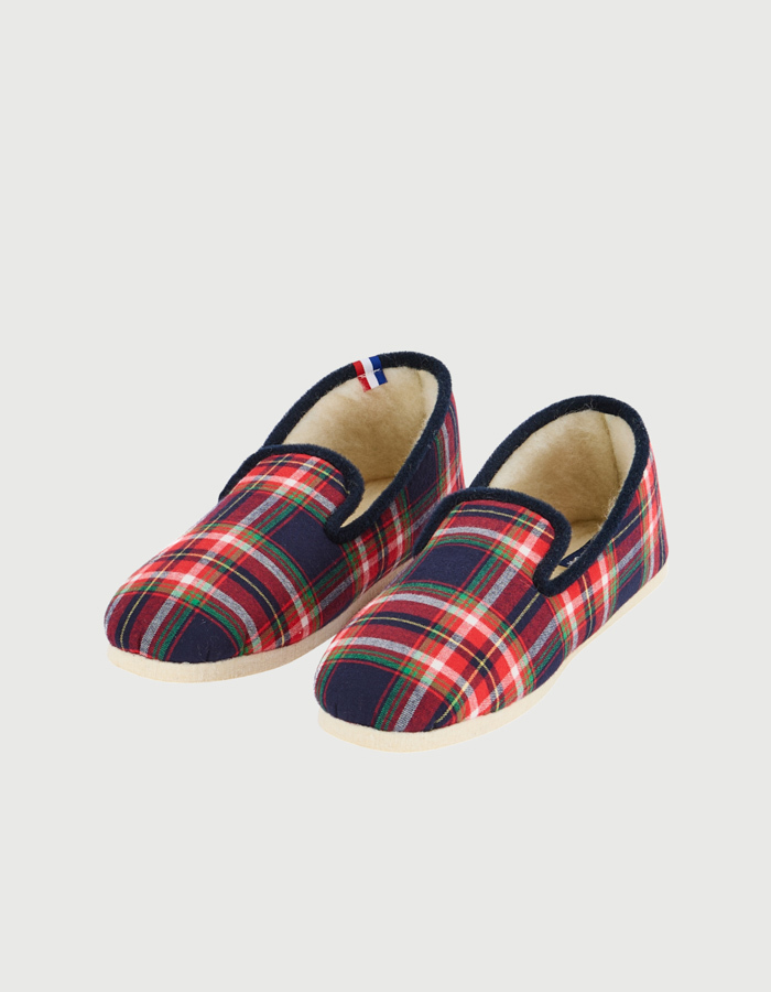 Pantoffels met tartan ruitpatroon rood