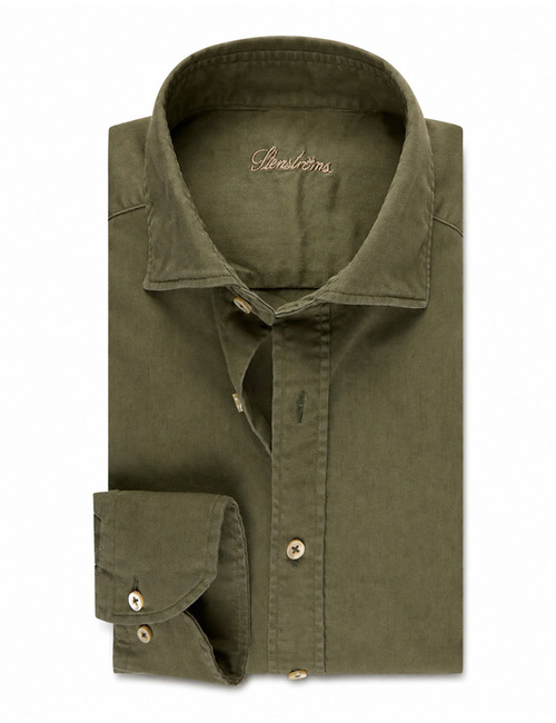 Regular Fit Denim hemd met stretch groen
