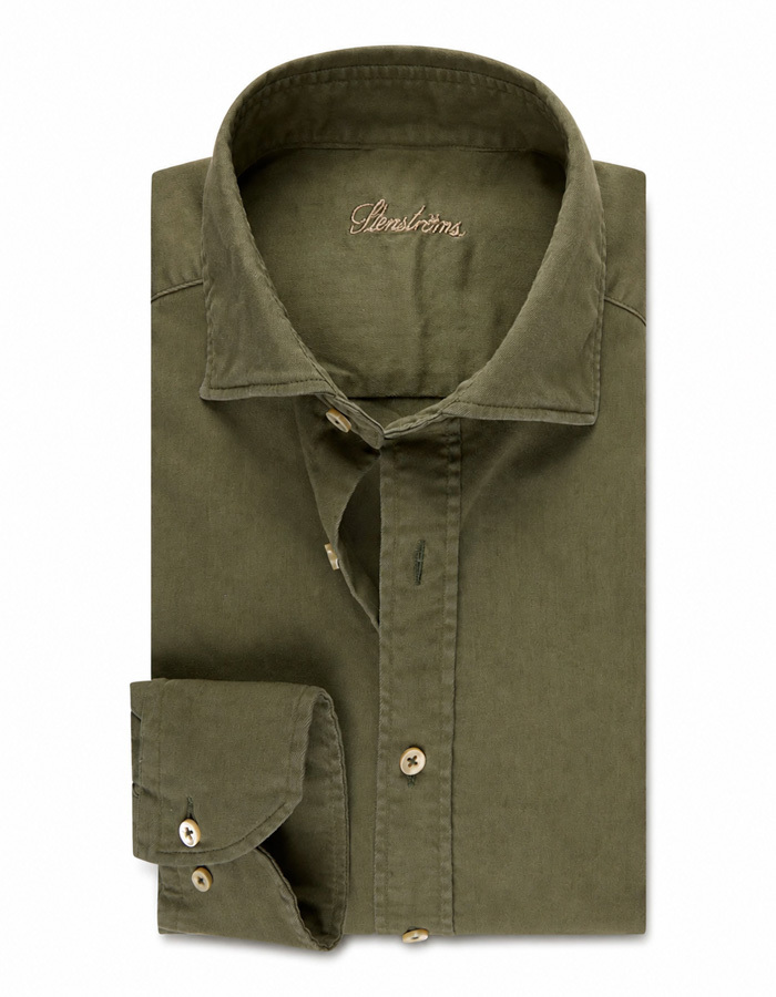 Regular Fit Denim hemd met stretch groen