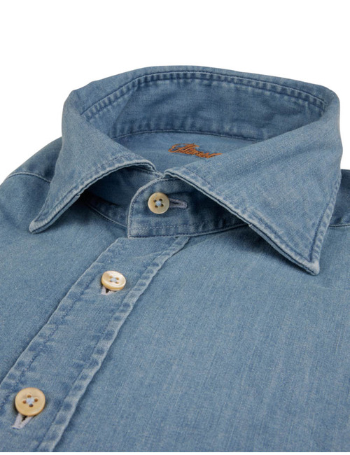Regular fit Denim hemd met stretch blauw