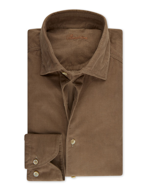 Slimline corduroy hemd in babycord beige