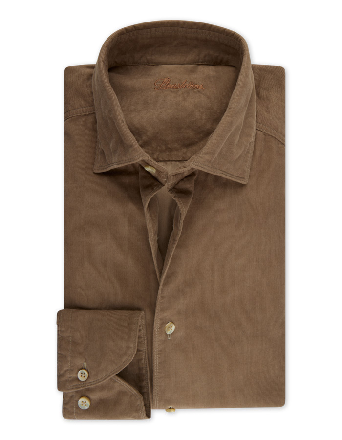 Slimline corduroy hemd in babycord beige