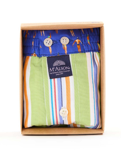 M5327 boxershort met strepen en zwemmersprint groen multikleur