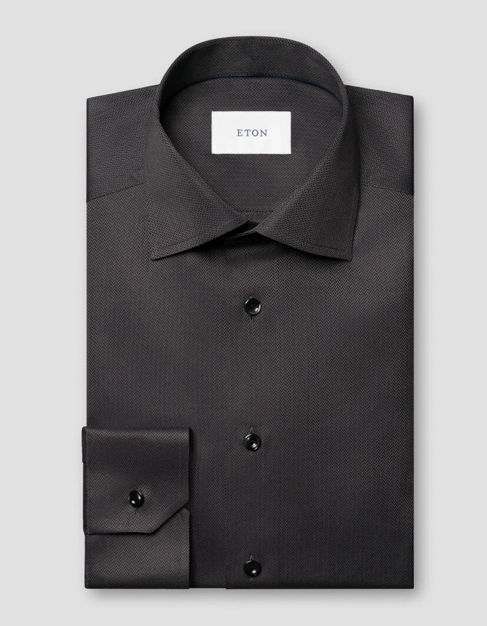Herringbone Signature Slim Twill hemd bruin