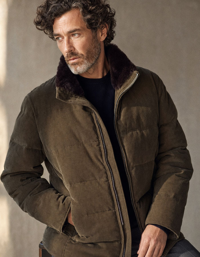 Corduroy jas met ritssluiting groen