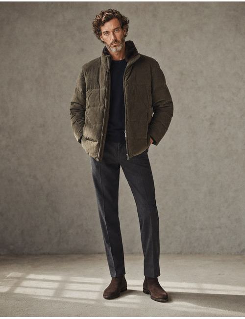 Corduroy jas met ritssluiting groen