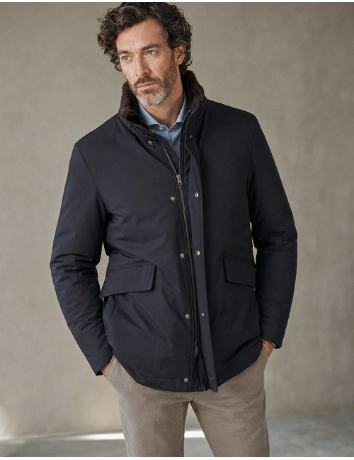 Jas met opstaande kraag donkerblauw